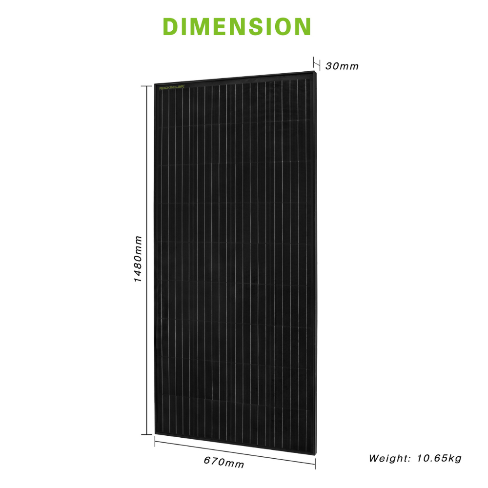 ROCKSOLAR Black Diamond 1200W 6Pcs 12V Rigid Monocrystalline Solar Panel