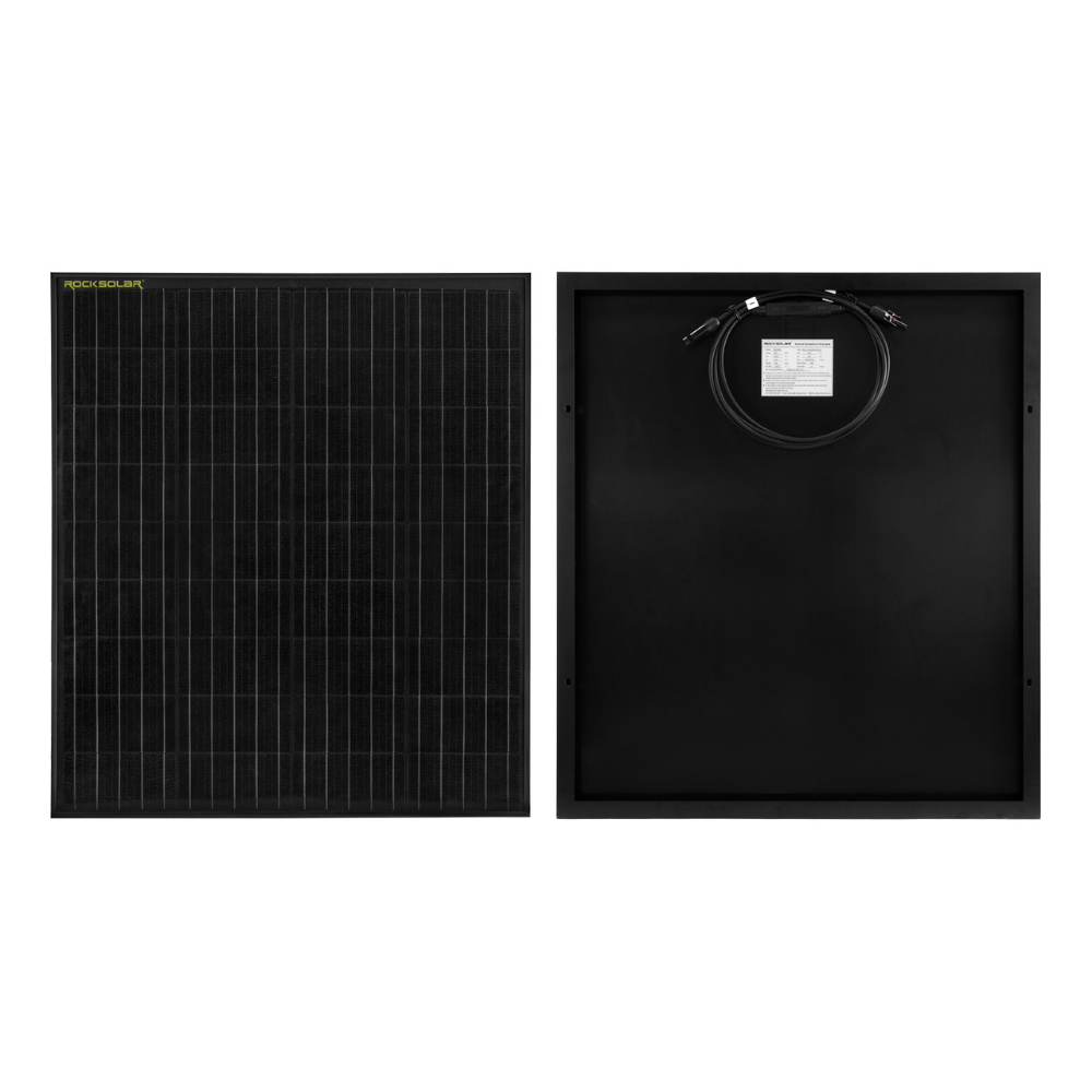 ROCKSOLAR Black Diamond 100W 12V Rigid Monocrystalline Solar Panel