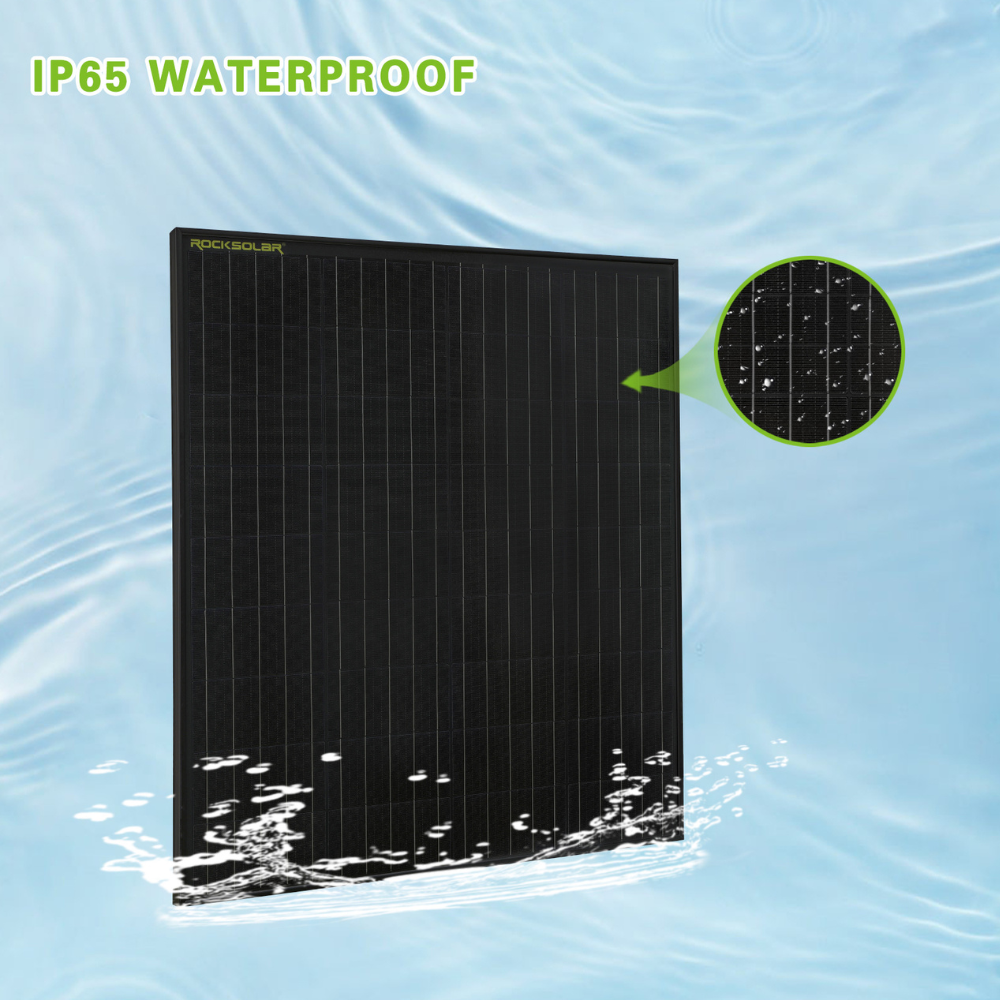 ROCKSOLAR Black Diamond 100W 12V Rigid Monocrystalline Solar Panel