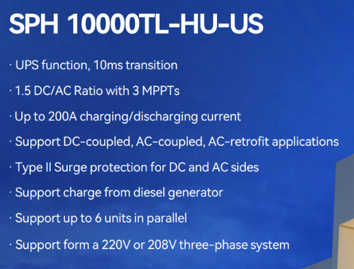 SPH 10000TL-HU-US 10Kw Home Back up Power package