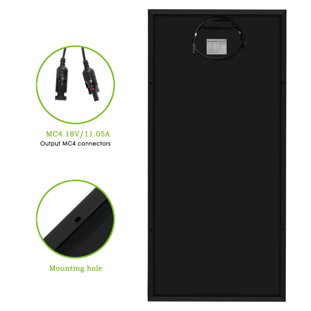 ROCKSOLAR Black Diamond 400W 12V Rigid Monocrystalline Solar Panel(2PcsX200W)