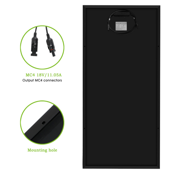 ROCKSOLAR Black Diamond 1200W 6Pcs 12V Rigid Monocrystalline Solar Panel