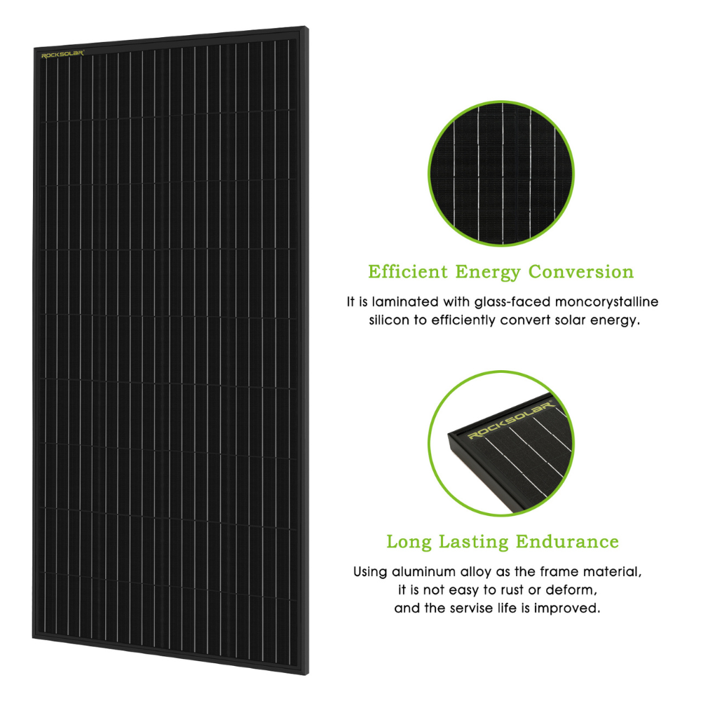 ROCKSOLAR Black Diamond 1200W 6Pcs 12V Rigid Monocrystalline Solar Panel