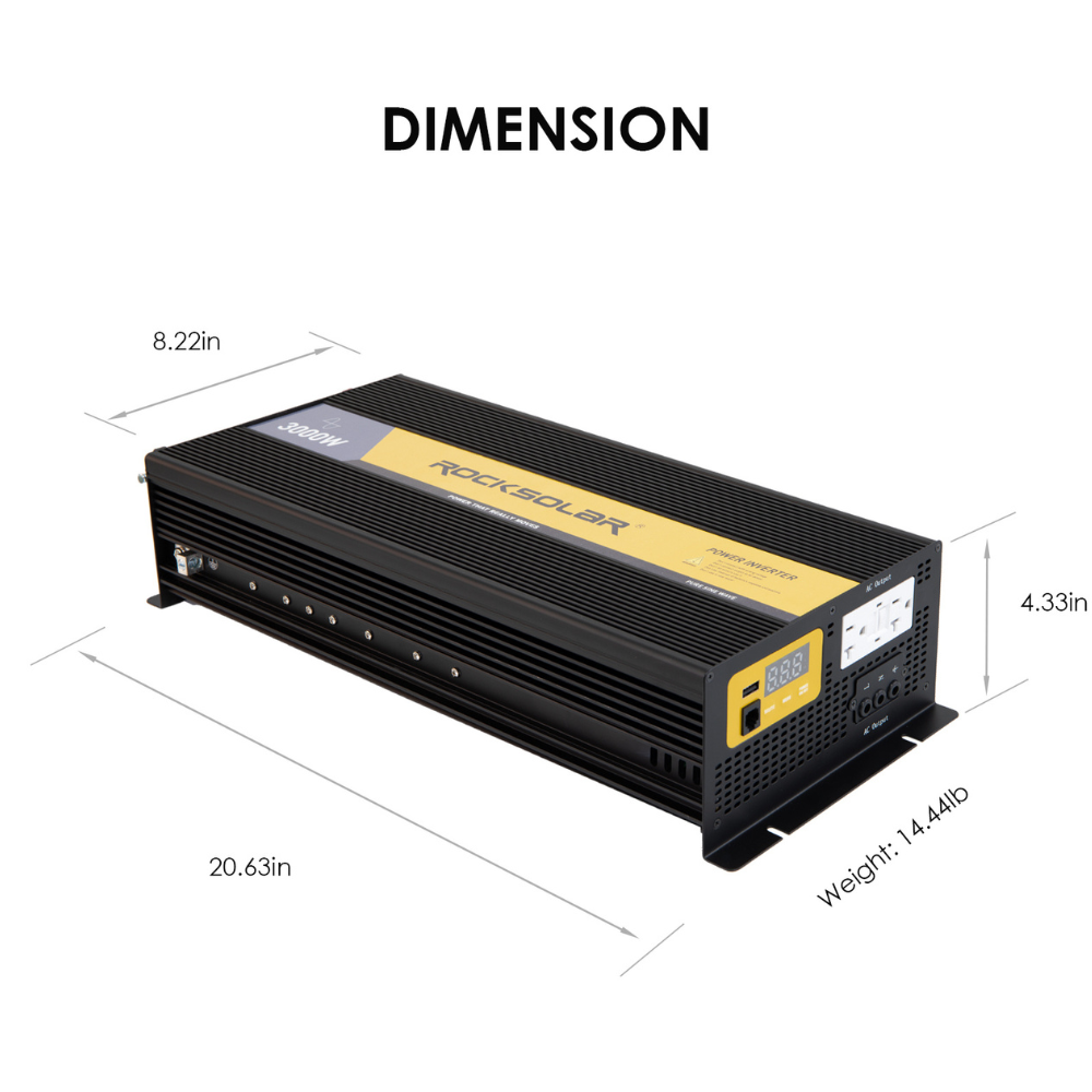 dimension of 3000w inverter
