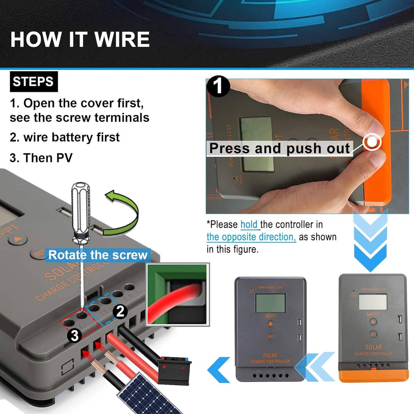 60A charge controller mppt wire connection setup
