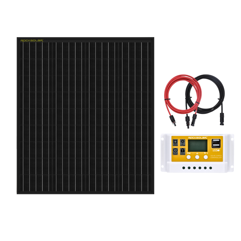 ROCKSOLAR 100W 12V Rigid Solar Panel Kit with 30A PWM Controller