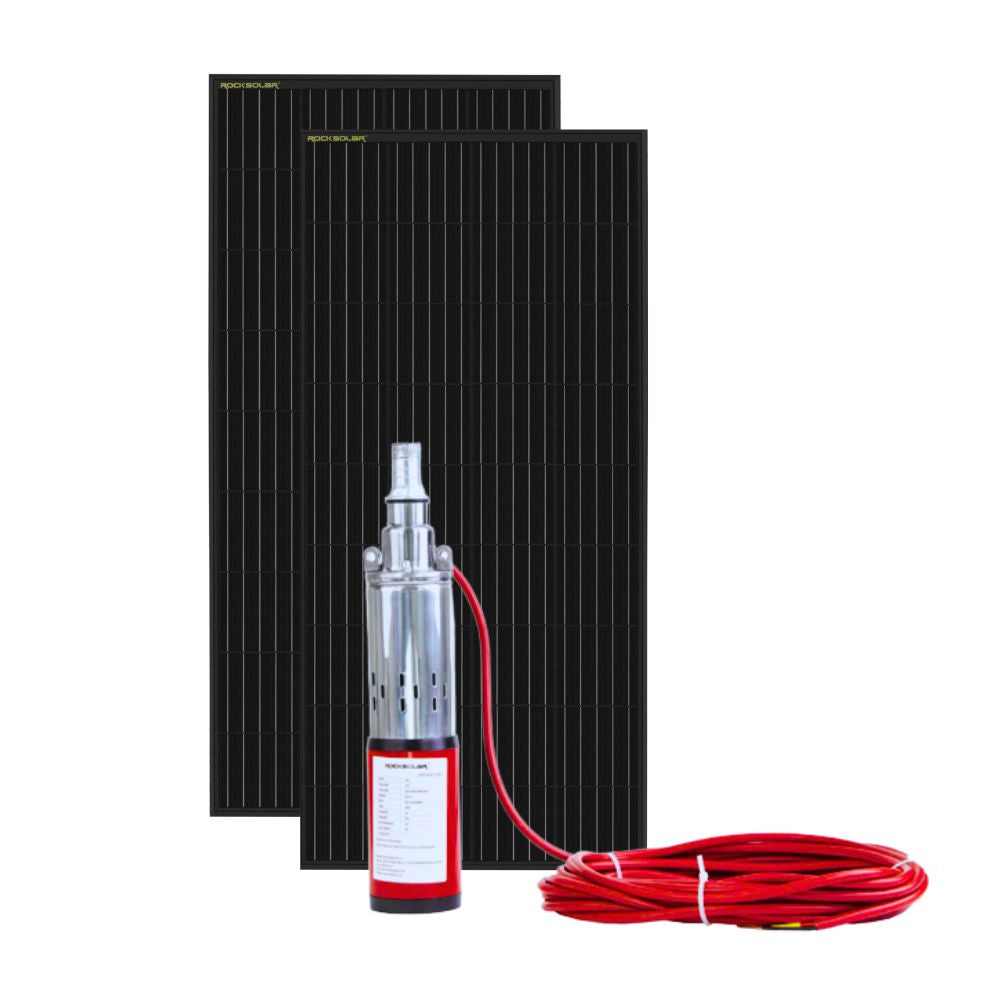 Rocksolar 24V 1/3 HP Solar DC Submersible Well Pump + 400W Rigid Solar Panel Kit
