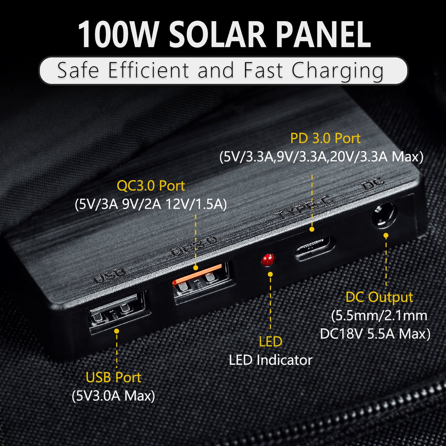 100w portable camping solar panel