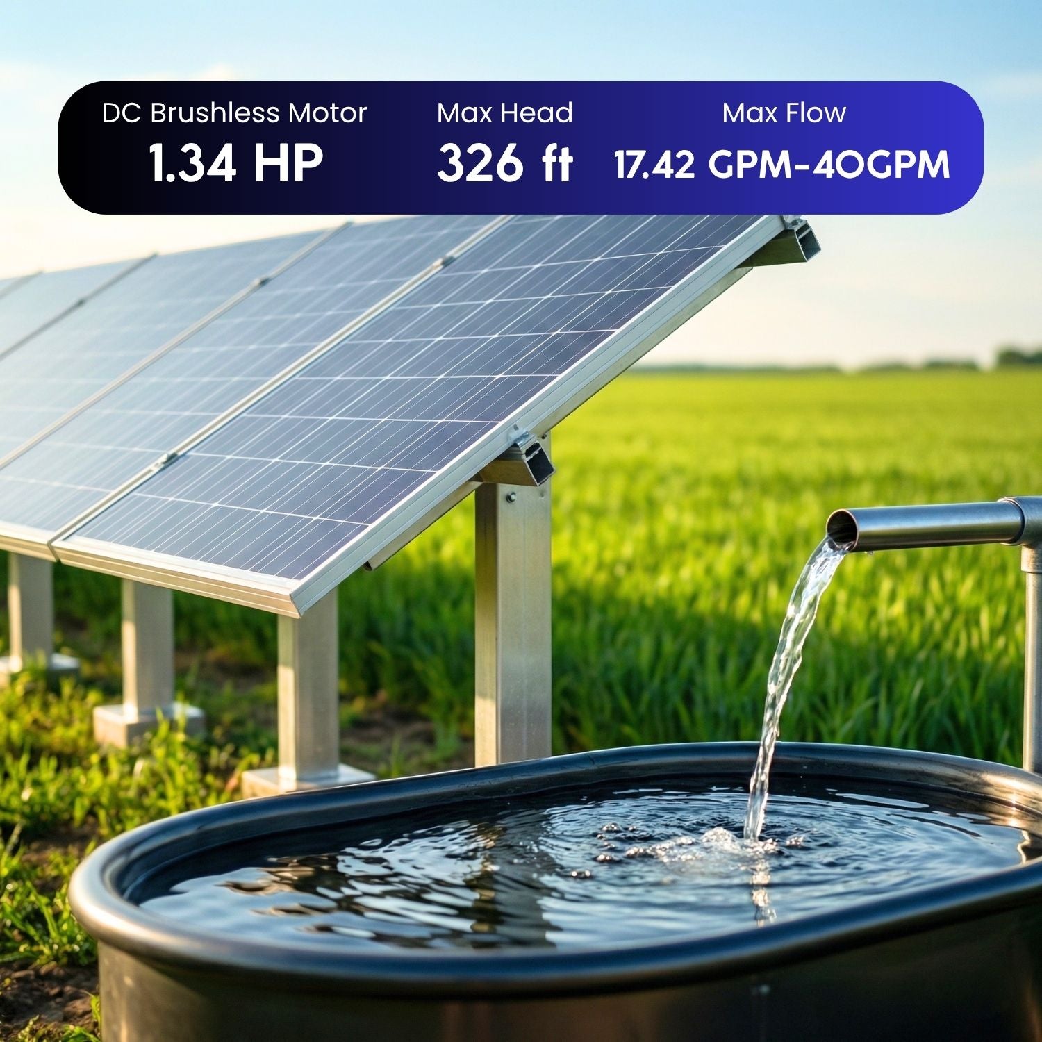 Pompe submersible hybride solaire AC/DC Rocksolar 1.34CV