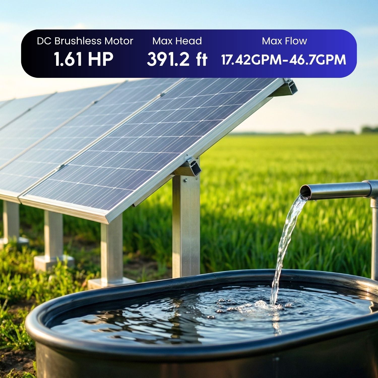 1.61hp solar submersible water pump
