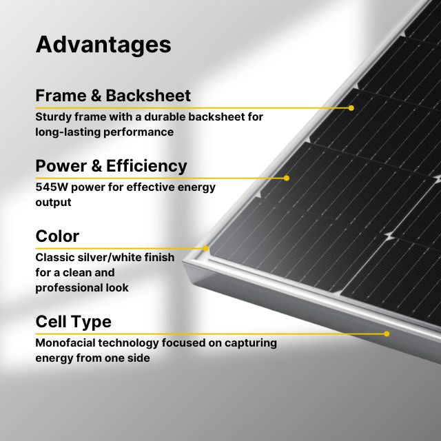 LONGi 545W Rigid Monocrystalline Monofacial Solar Panel