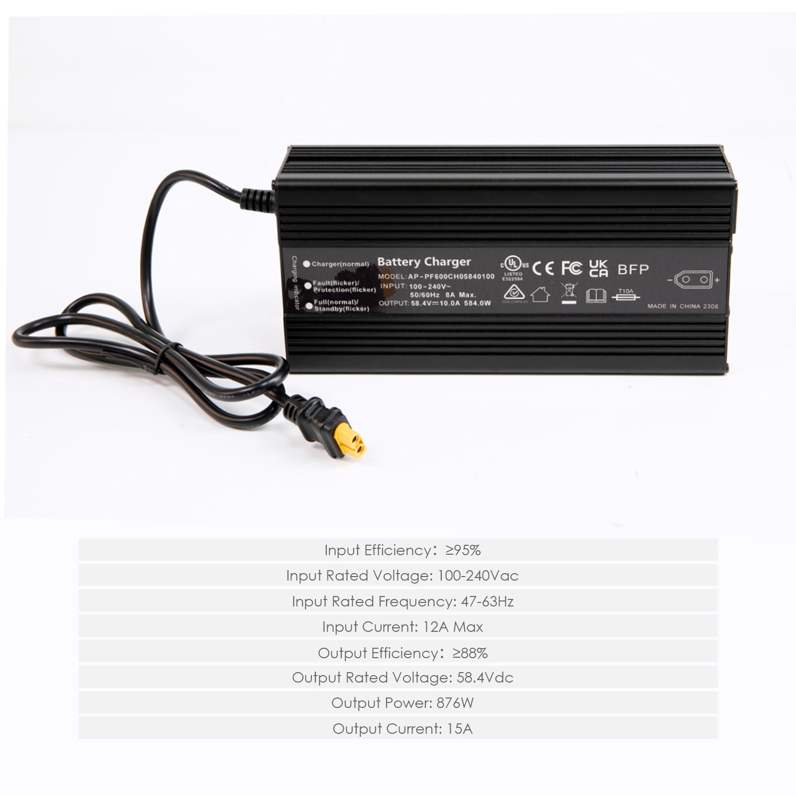 Chargeur de batterie ROCKSOLAR 58,4 V/10 A 48 V LiFePO4 
