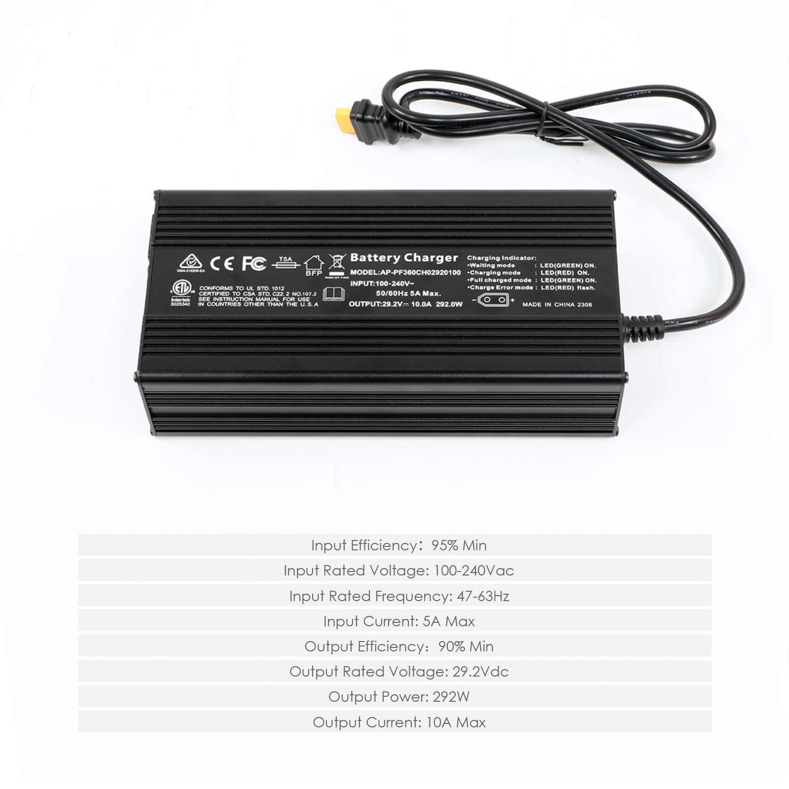 Chargeur de batterie ROCKSOLAR 29,2 V/10 A 24 V LiFePO4 