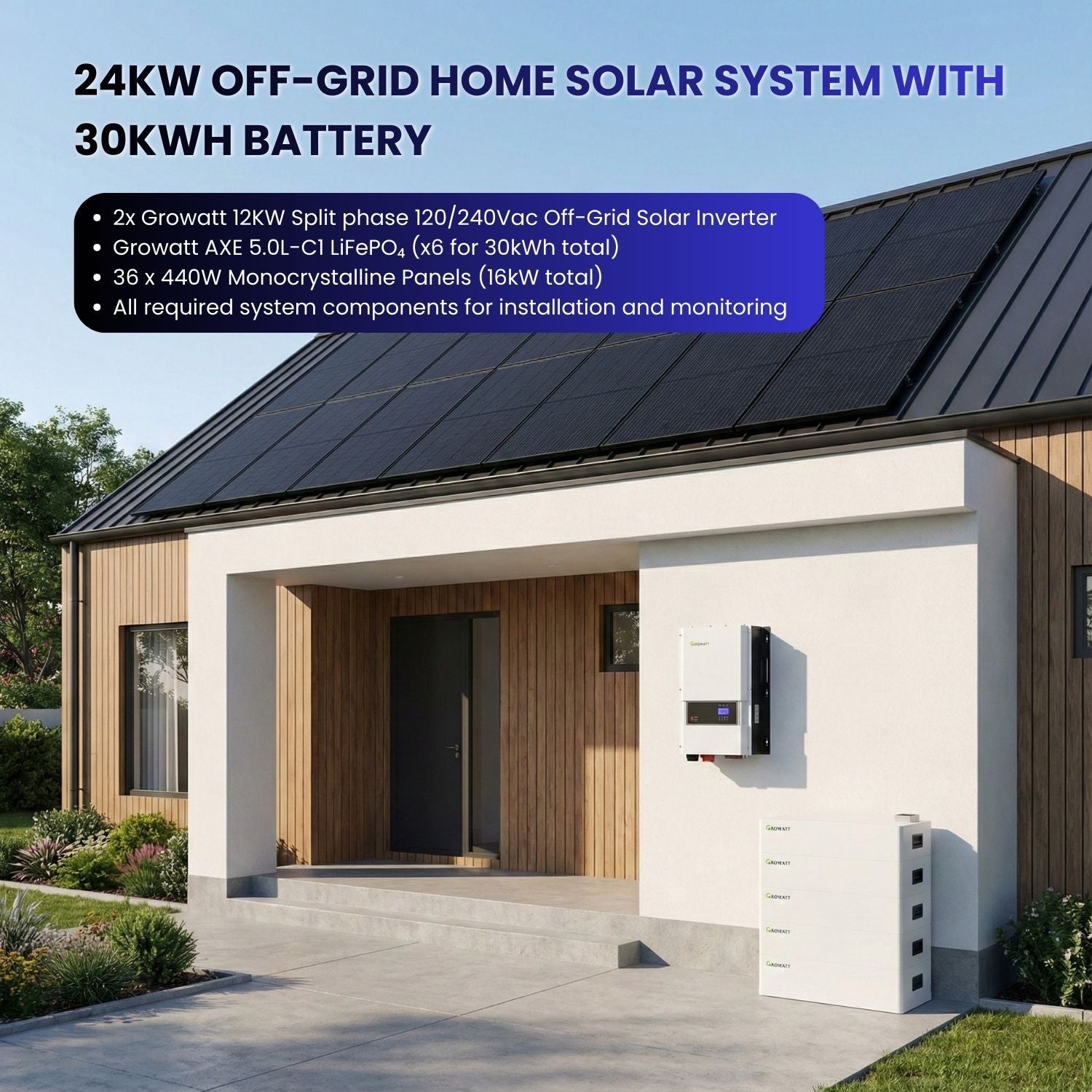 24KW Off-Grid Home Solar System with 30Kwh Battery