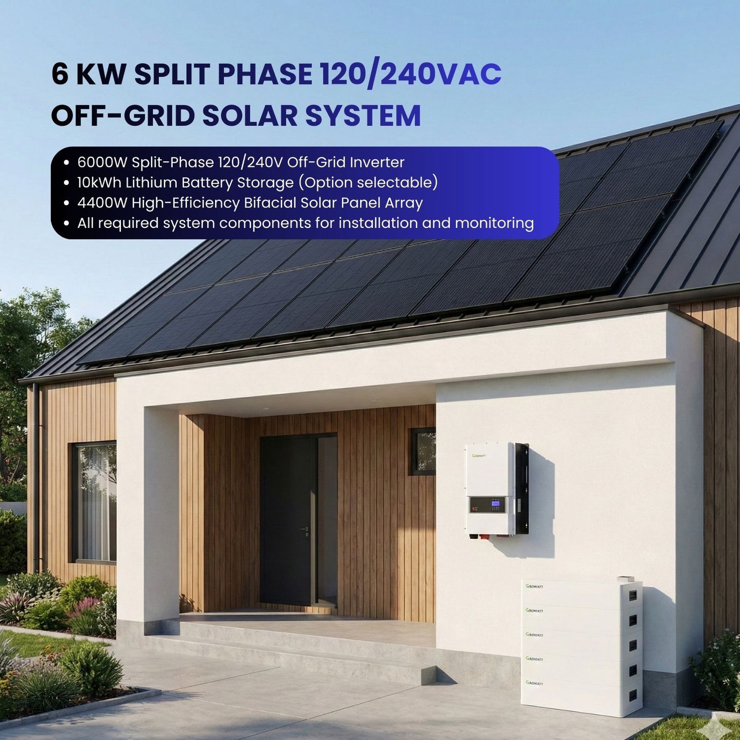 6 KW Split phase 120/240Vac Off-Grid Solar System (120V/240V 60AMP)