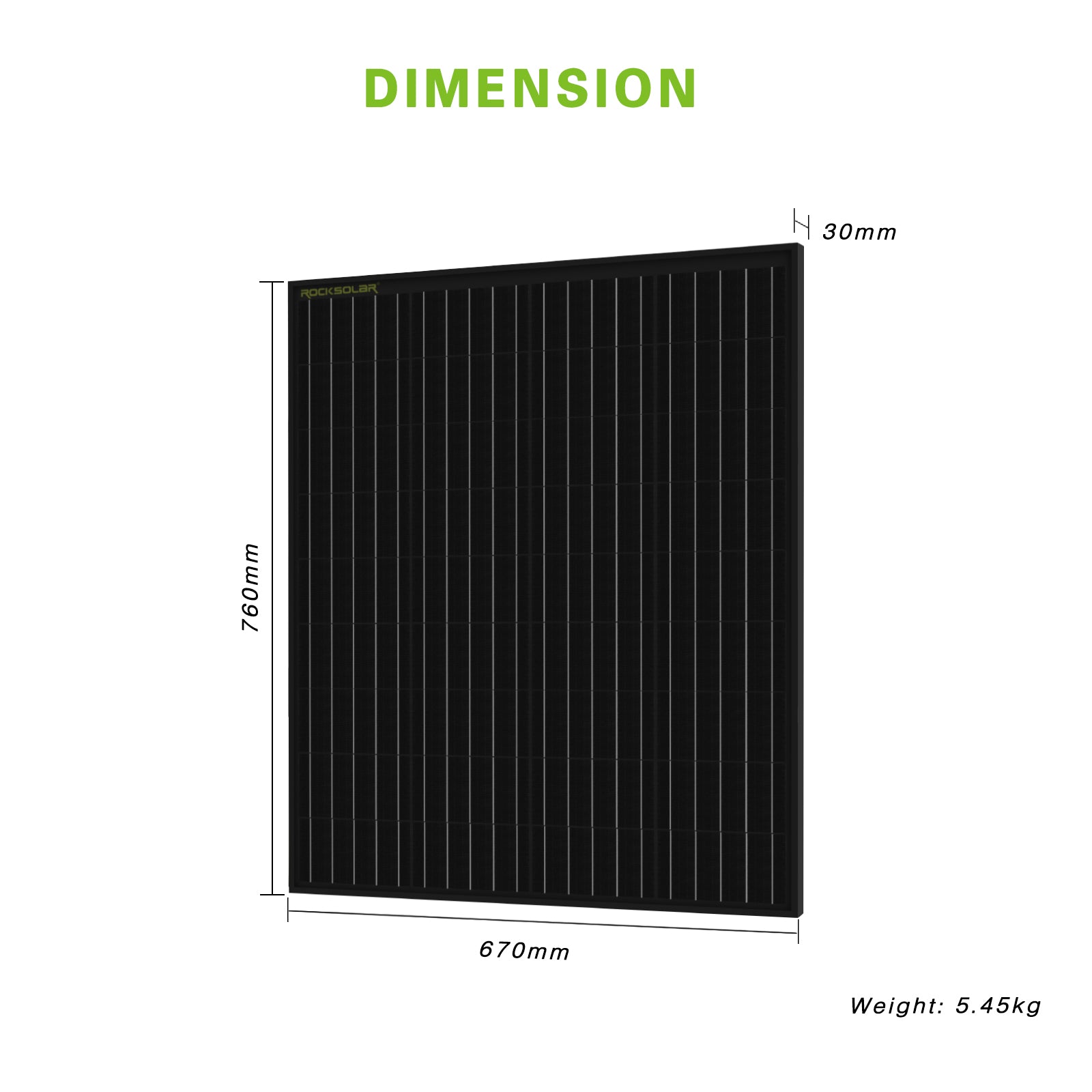 dimension rigid solar panel 100w