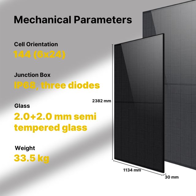 LONGi 605W Rigid Monocrystalline Bifacial Solar Panel