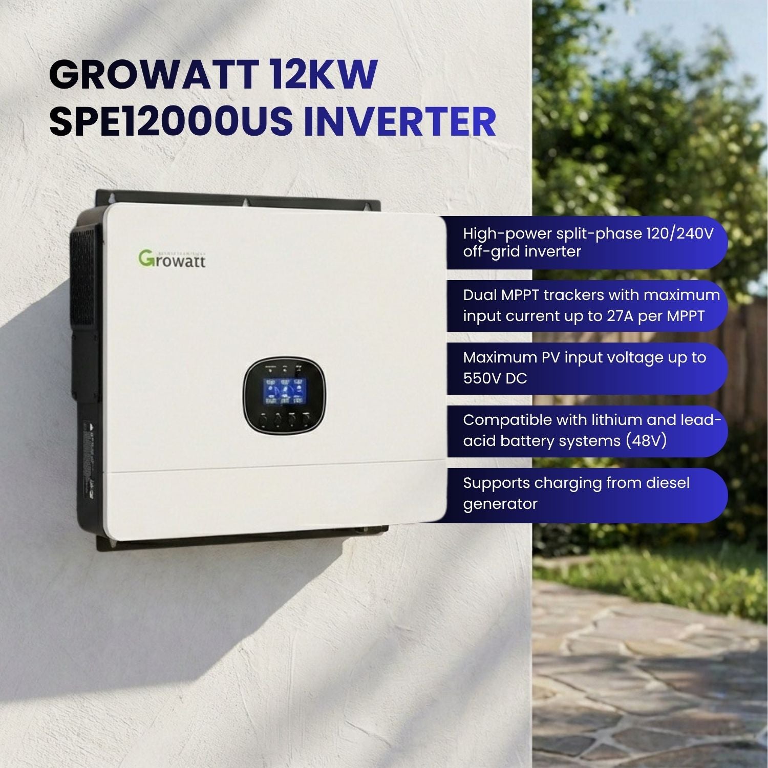 Rocksolar 12kW Off-Grid Solar Kit with 12Kw Inverter, 48V Lithium Storage & 12×600W Panels