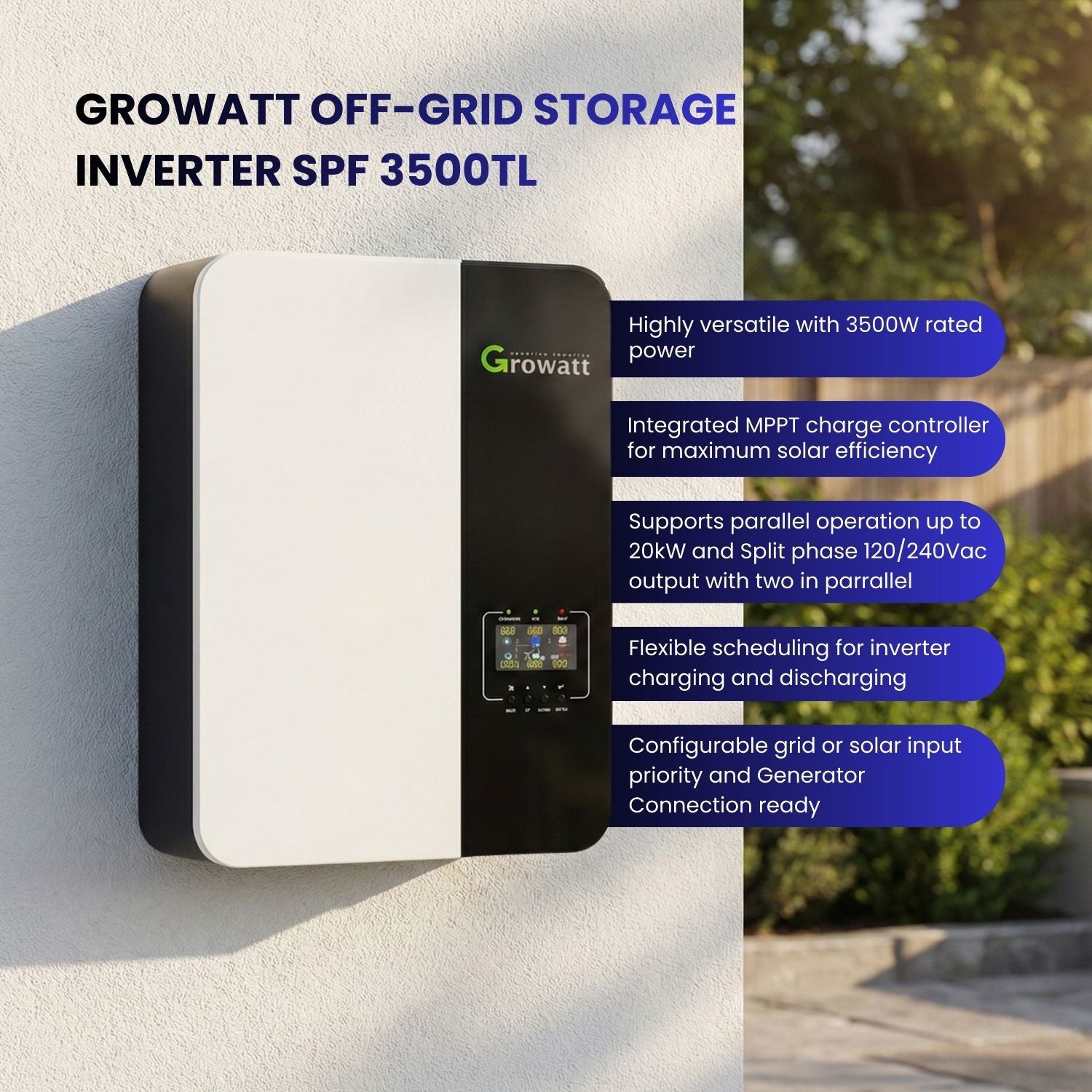 growatt off grid solar inverter spf 3500