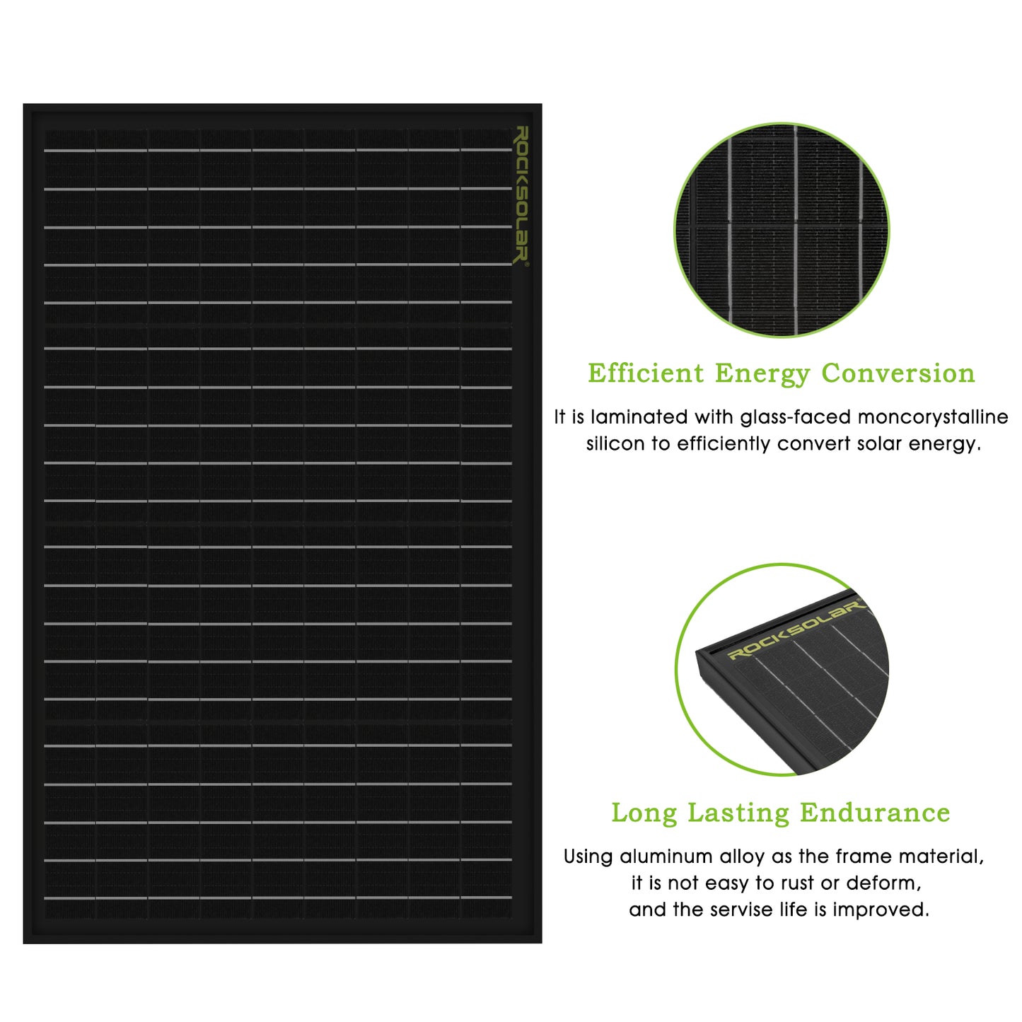 ROCKSOLAR 50W 12V Rigid Solar Panel Basic Kit with PWM Charge Controller