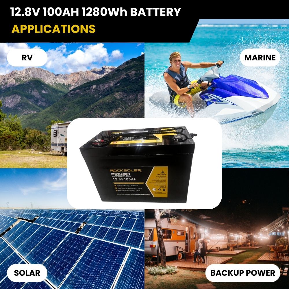 ROCKSOLAR 12.8V 100Ah Deep Cycle Lithium Battery (LIFEPO4)