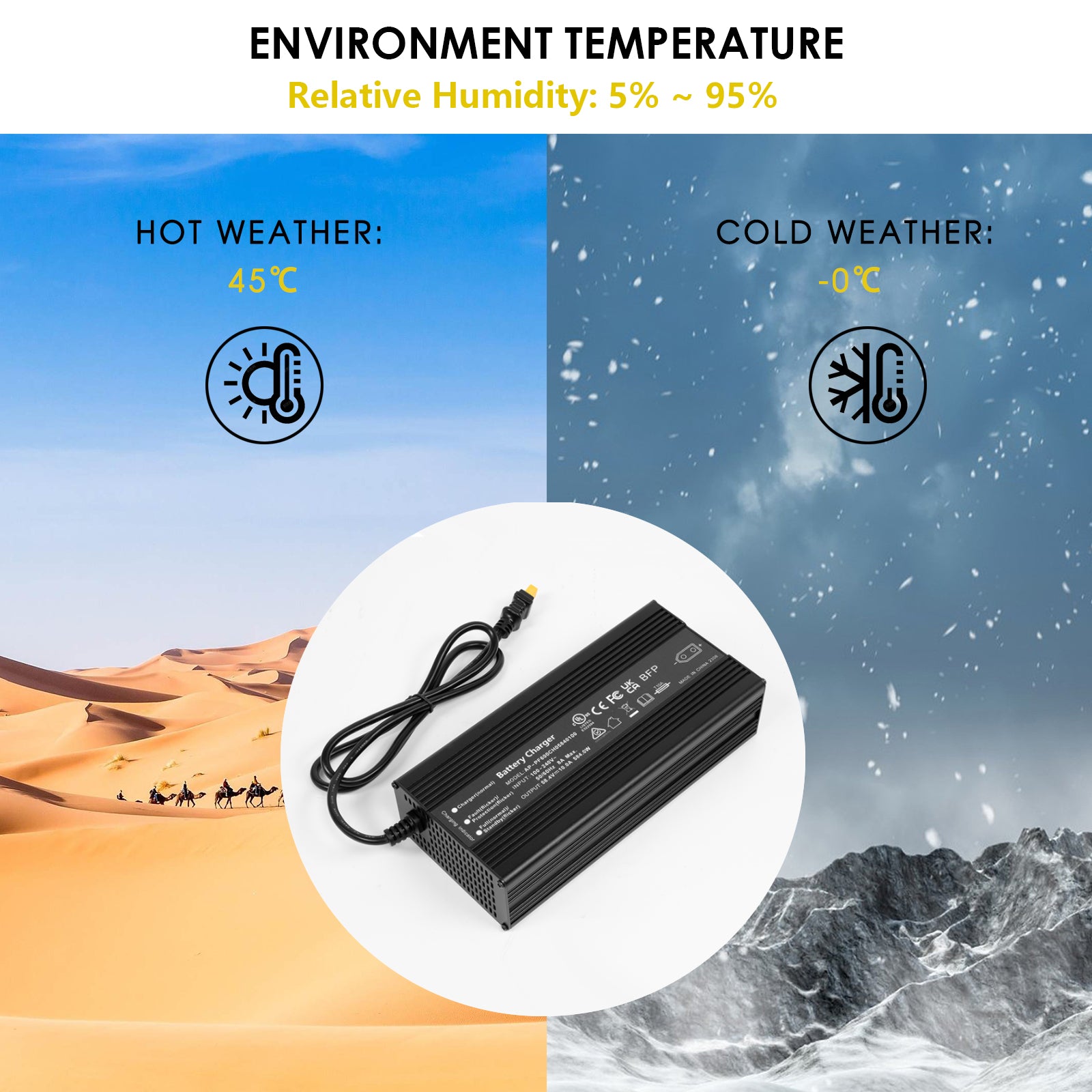 Chargeur de batterie ROCKSOLAR 58,4 V/10 A 48 V LiFePO4 