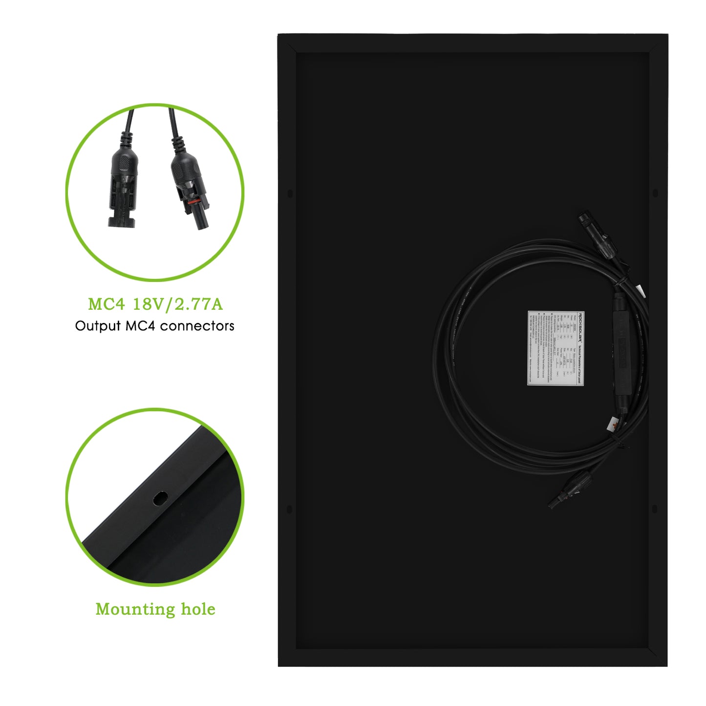 ROCKSOLAR 50W 12V Rigid Solar Panel Basic Kit with PWM Charge Controller