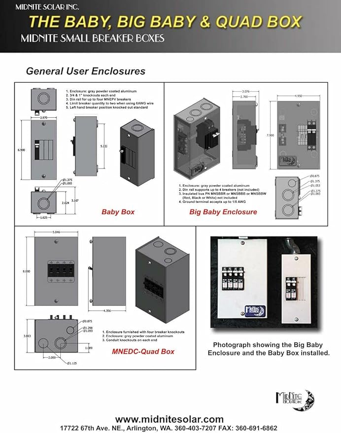 MidNite Solar - MNBABYBOX Baby Box Enclosure DC breaker box