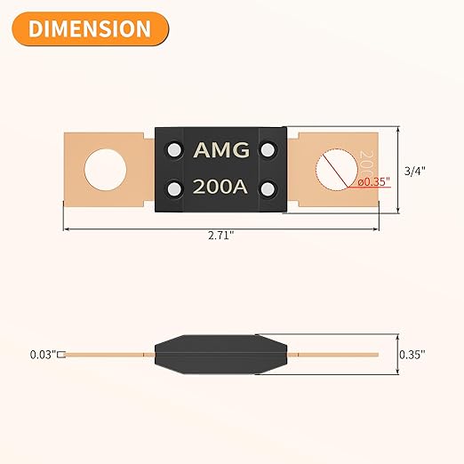 200 Amp MEGA/AMG Fuse for Cars, Trucks, Construction Vehicles, Buses, Caravan Cars, Boats
