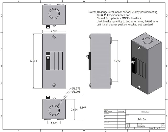 MidNite Solar - MNBABYBOX Baby Box Enclosure DC breaker box