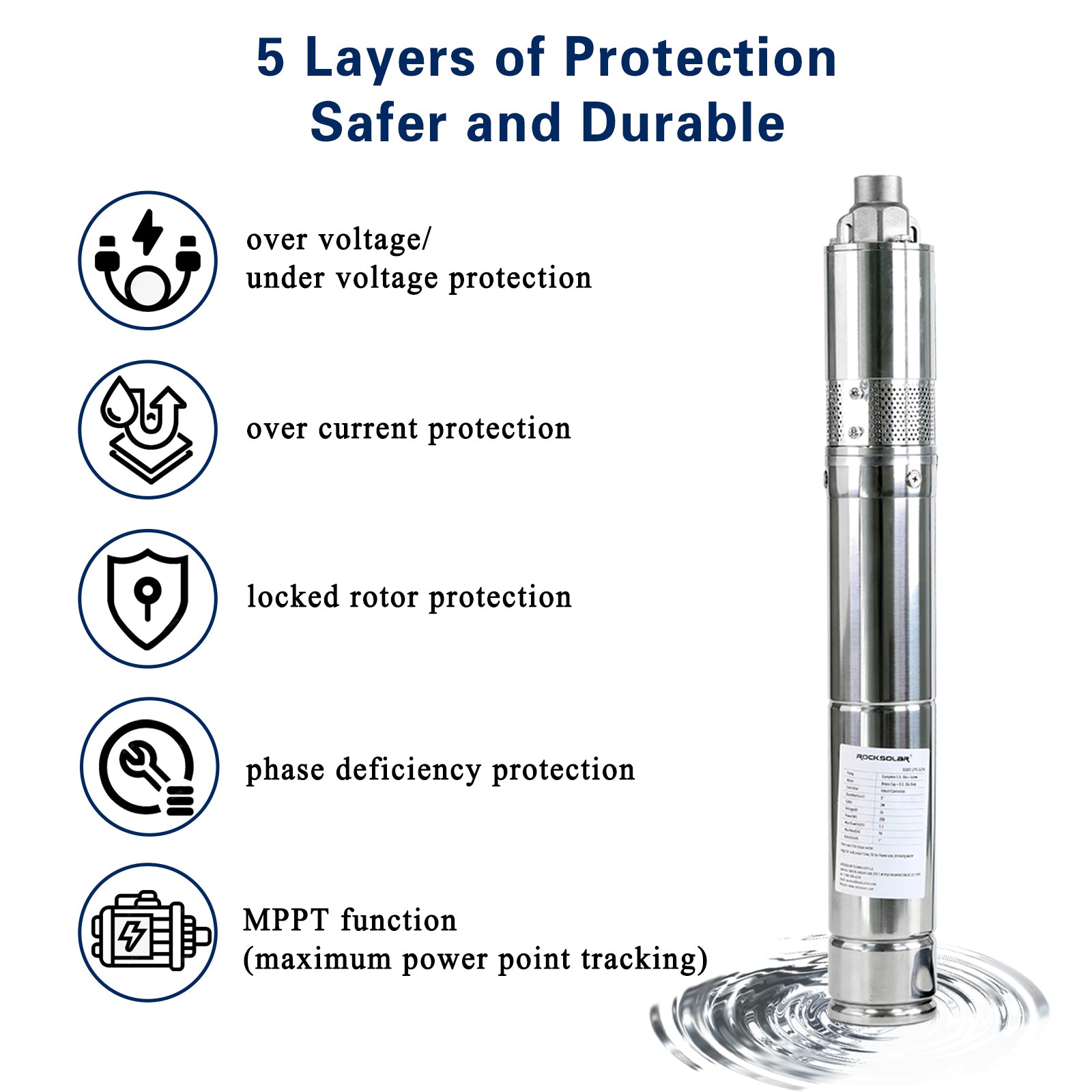 layer protection of solar powered submersible water pump