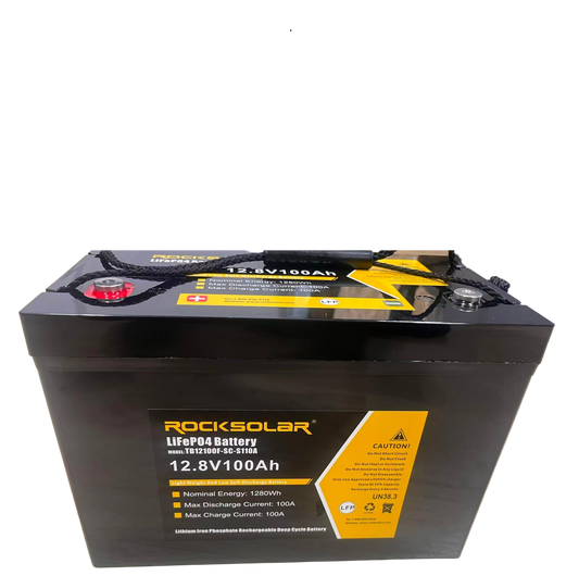 ROCKSOLAR 12.8V 100Ah Deep Cycle Lithium Battery (LIFEPO4)