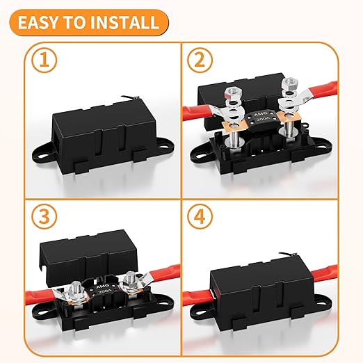 Fusible MEGA/AMG 200 A pour voitures, camions, engins de chantier, bus, caravanes, bateaux