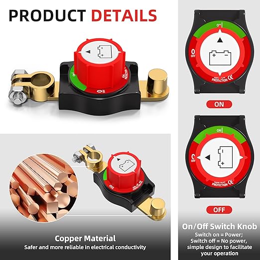 Top Post Battery Disconnect Switch 12V-48V Battery Disconnect Switch