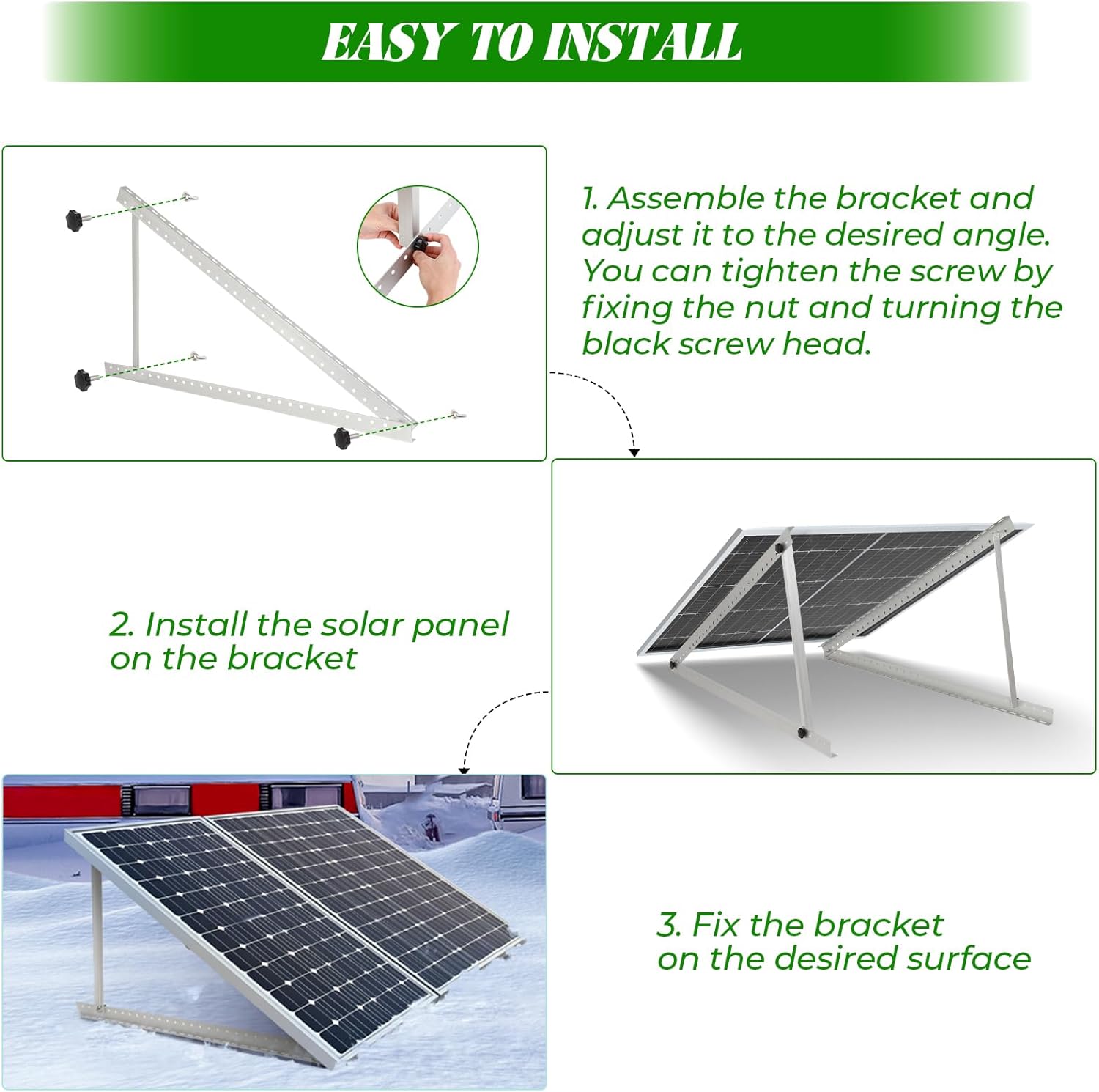 Adjustable Angle ground and wall Mounting Kit for 440 Watts Solar Panel