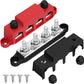 Heavy Duty 400A Bus Bar 12V 48V DC Waterproof Power Distribution Block with 4 x 3/8" Studs Automotive Marine Battery Terminal Distribution Block with Cover - Negative&Positive