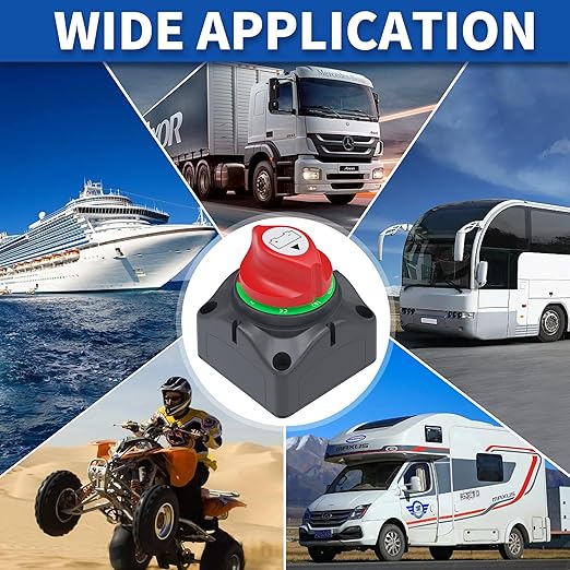 1-2-Both-Off Battery Disconnect Switch 12V-48V 200A Waterproof Dual Battery Kill Switch Heavy Duty Battery Isolator Switch for Marine Boat Car RV ATV UTV Vehicles