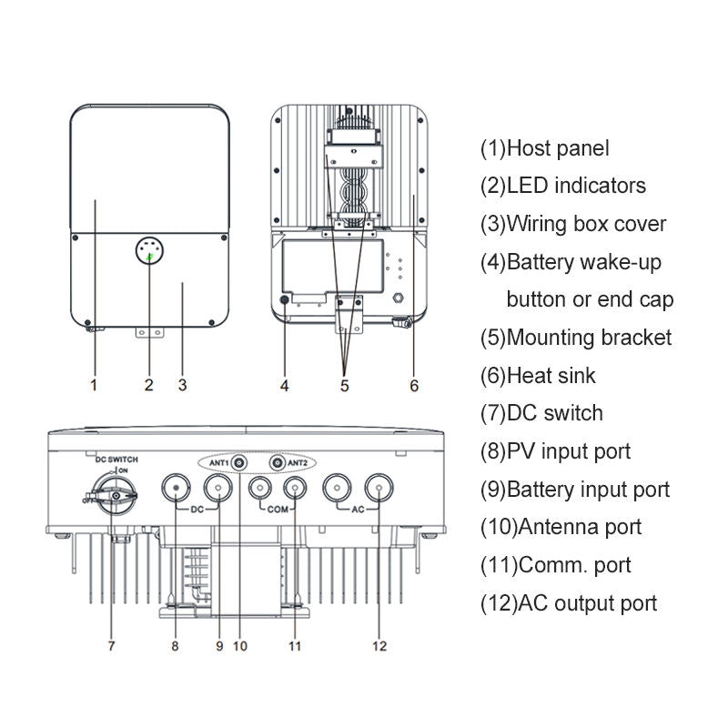 Onduleur Growatt 11,4 kW MIN 11400TL-XH-US pour raccordement au réseau | Onduleur solaire avec stockage par batterie 