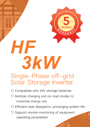 Onduleur de stockage solaire monophasé 24 V 3 kW hors réseau