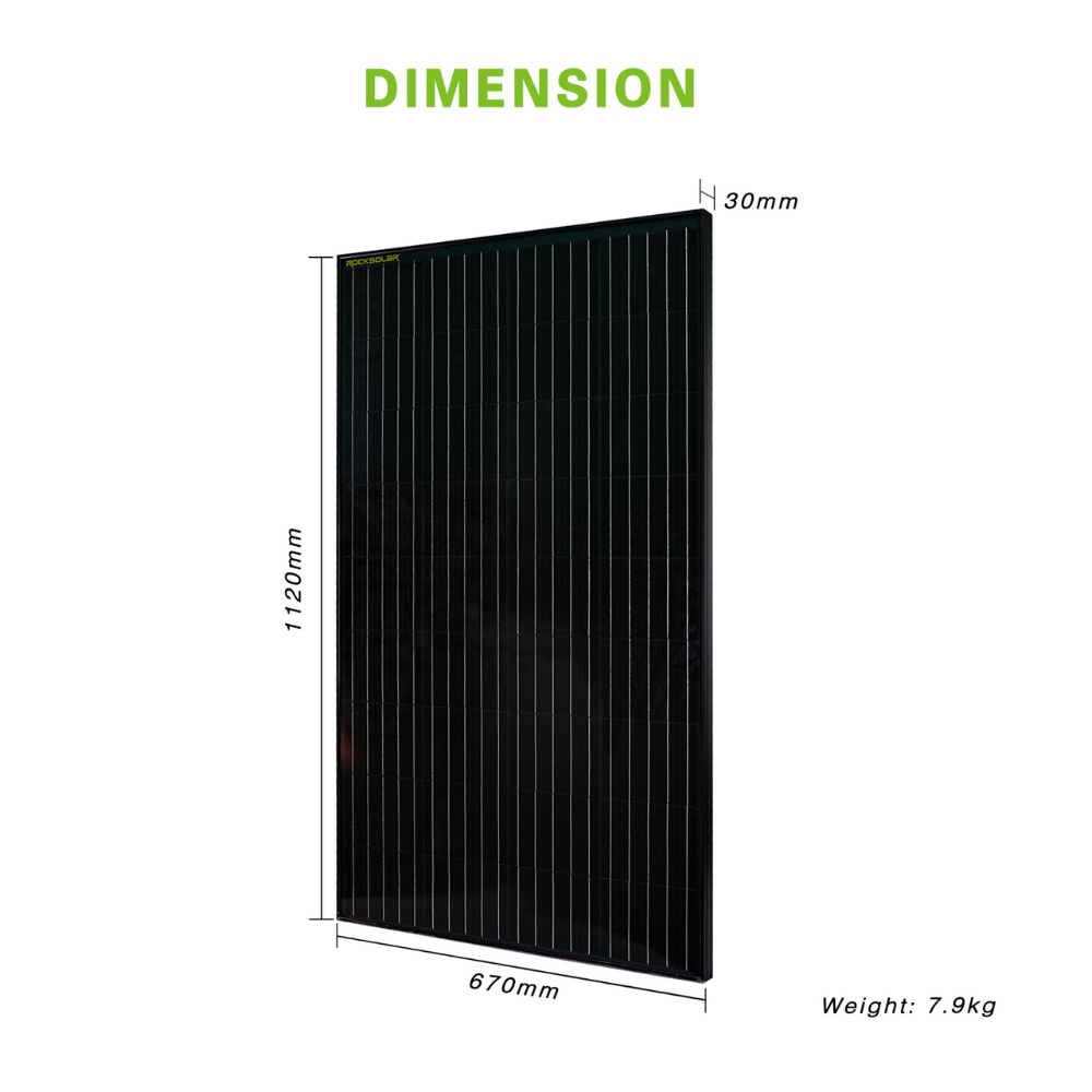ROCKSOLAR Black Diamond 600W 12V Rigid Monocrystalline Solar Panel(4X150W)