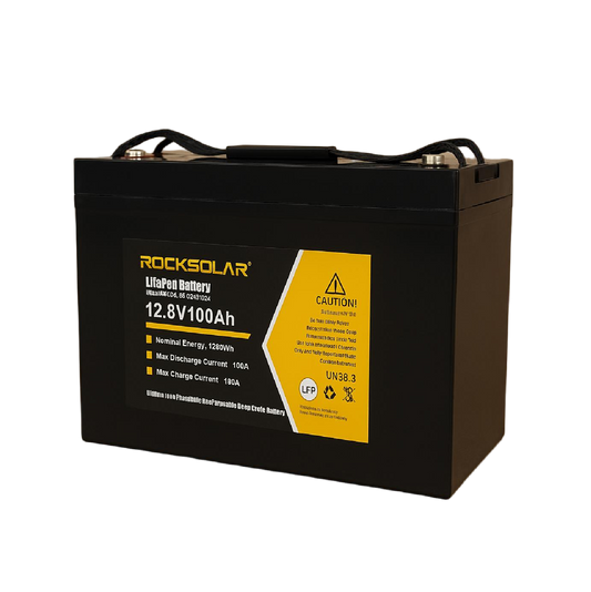 ROCKSOLAR 12.8V 100Ah Deep Cycle Lithium Battery (LIFEPO4)