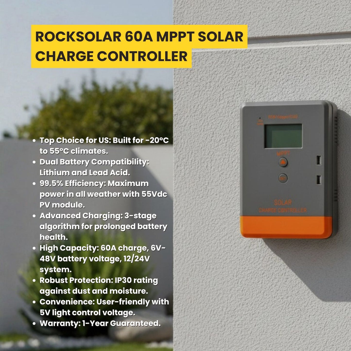 ROCKSOLAR 880W 12V/24V/48V Rigid Solar Panel Kit with 60A MPPT Charge Controller