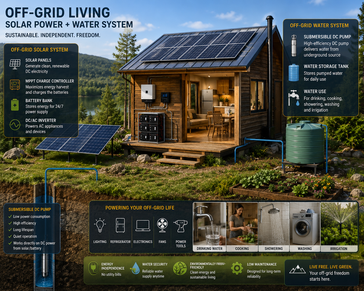 ROCKSOLAR 6Kw Off-Grid Solar Power & Water System for Off-Grid Living