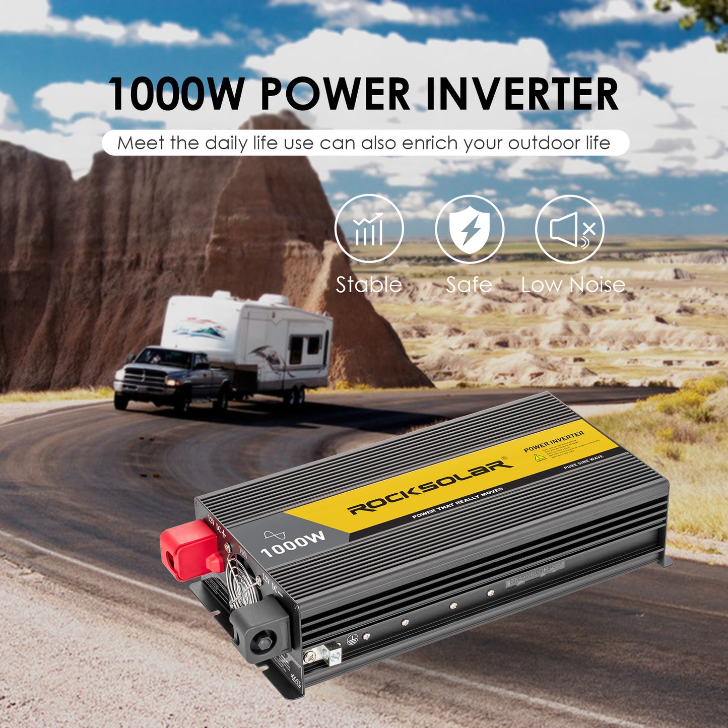 ROCKSOLAR 1000W 12V Pure Sine Wave Power Inverter