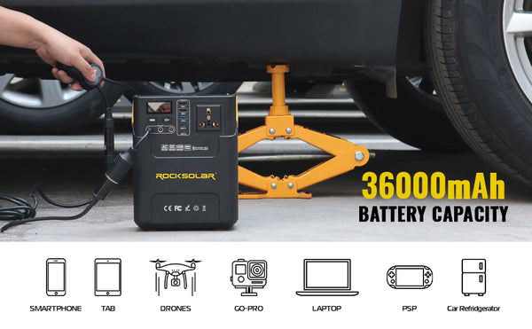 ROCKSOLAR Adventurer Pro 100W 133.2Wh Portable Solar Generator Kit