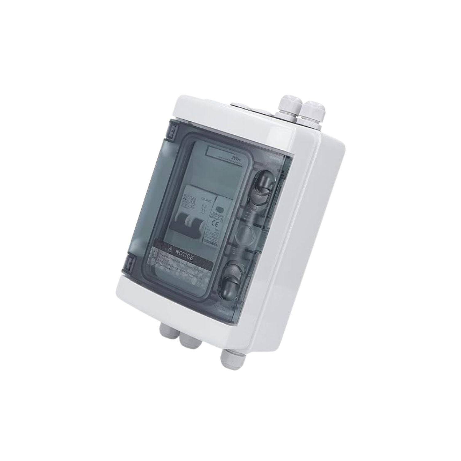 Boîtier de raccordement photovoltaïque étanche pour 2 chaînes avec disjoncteur 40 A 1000 V et parafoudre 