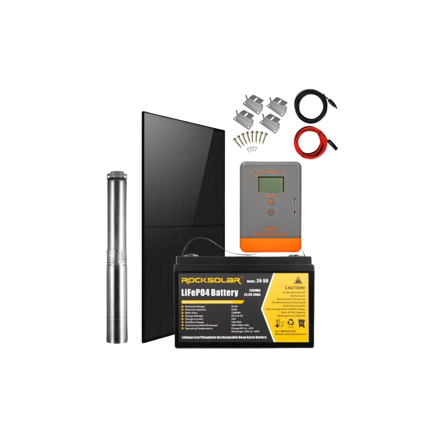 ROCKSOLAR 500W 24V Off-Grid Solar Water Pump Kit