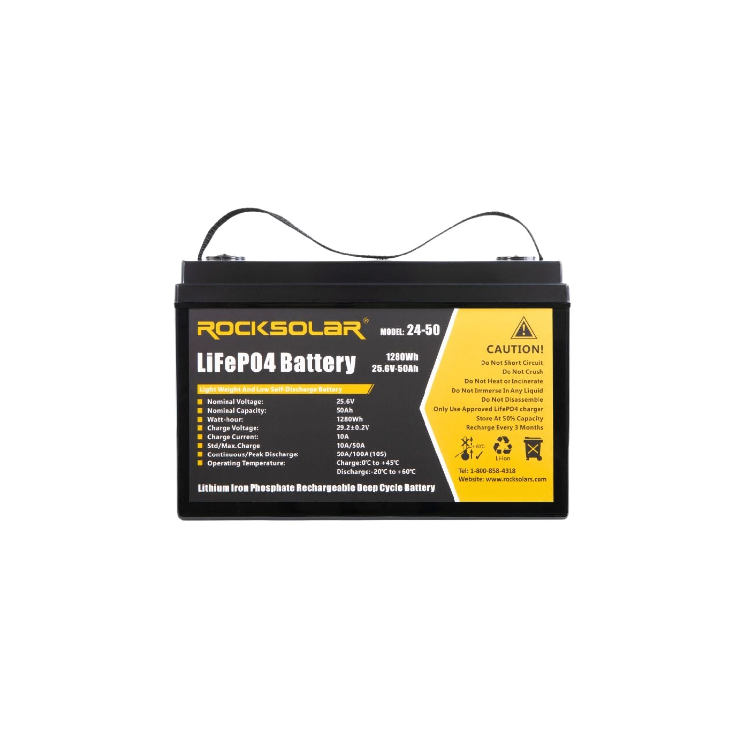 Batterie au lithium à décharge profonde ROCKSOLAR 24V 50Ah (LIFEPO4) 