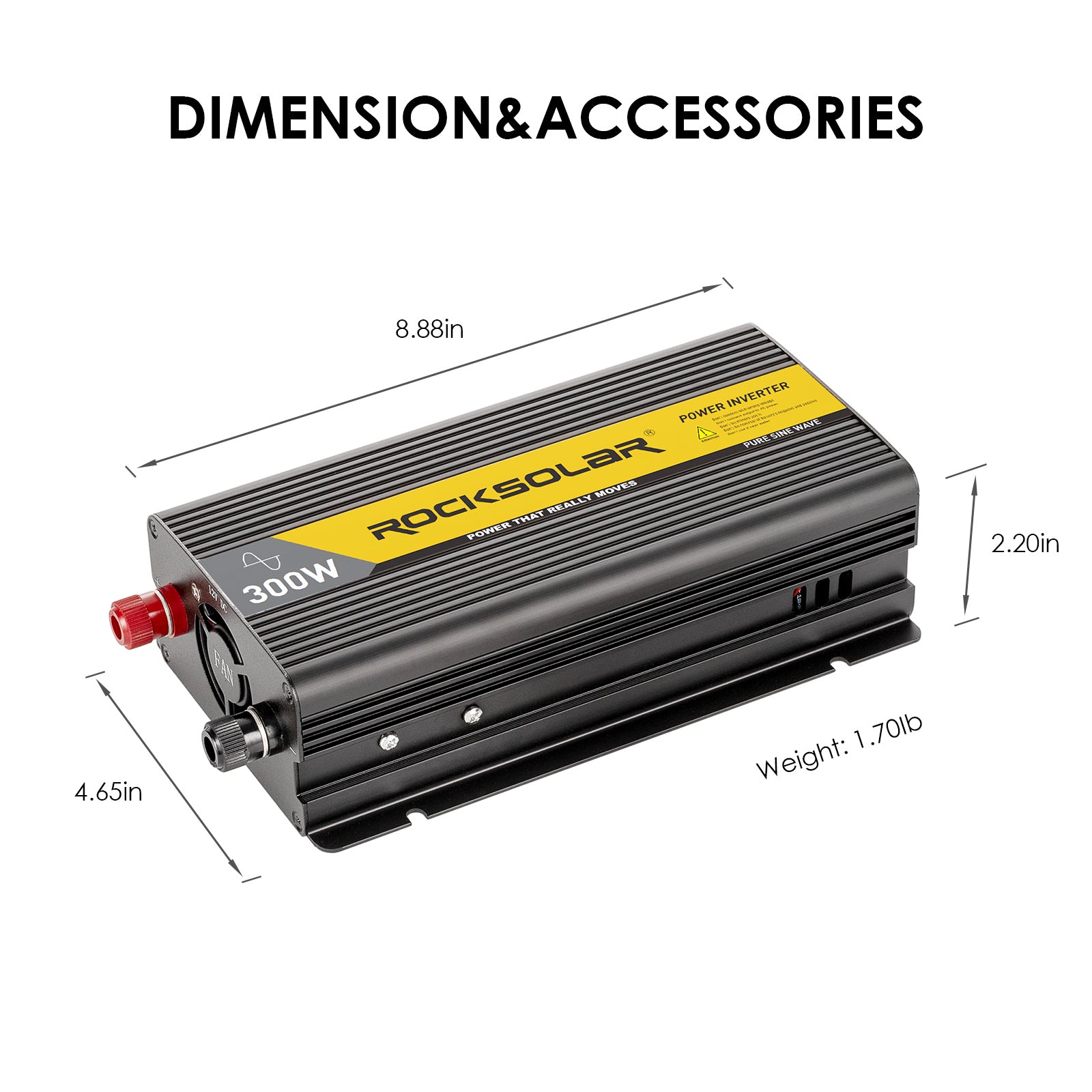 dimension of 300w power inverter