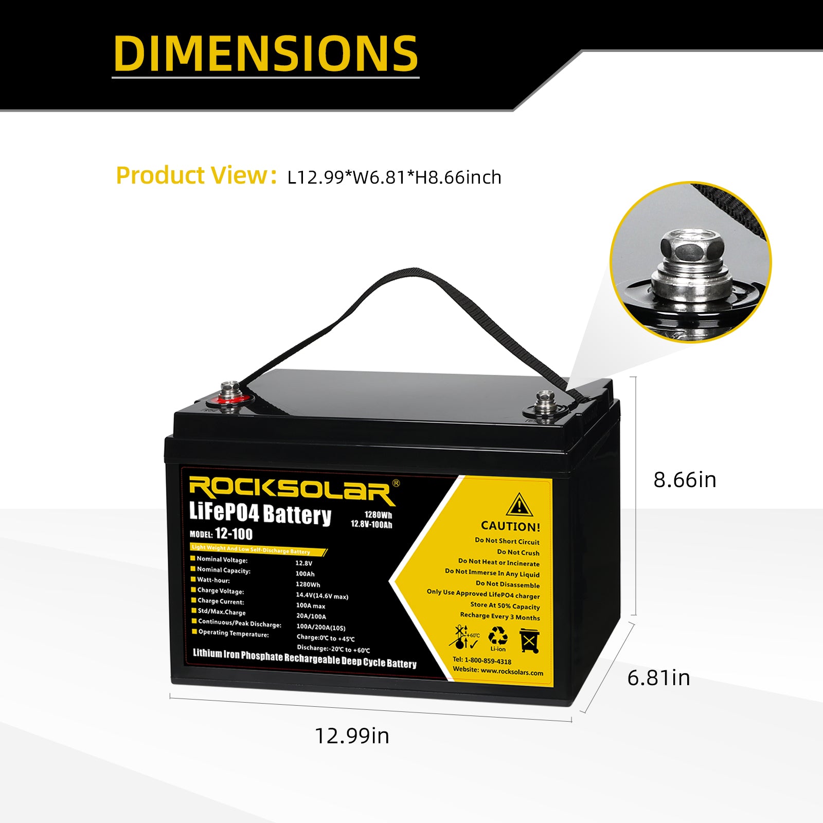 lifepo4 lithium battery dimension
